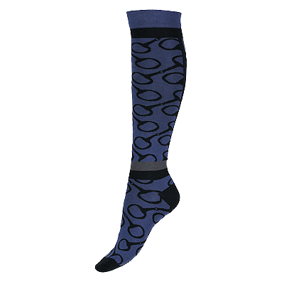 Horze Jacquard Knit Riding Knee Socks-Marlin Blue/Black