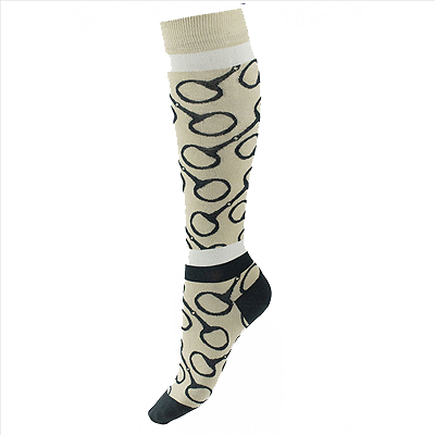 Horze Jacquard Knit Riding Knee Socks - Tuffet Beige/Moonstruck Beige