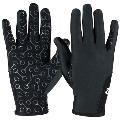Horze Kids Riding Gloves with Silicone Palm Print – Black
