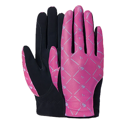 Horze Fia Kids Sure Grip Stretchy Riding Gloves - Azalea Pink
