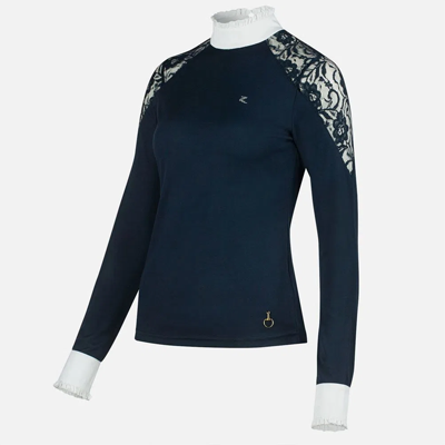 Horze Sylvie Women's Lace Show Shirt - Navy Dark Blue