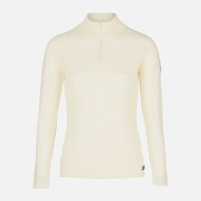 B Vertigo Ruth Knitted Pullover with Front Zipper-Egret White