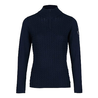 B Vertigo Ruth Knitted Pullover with Front Zipper-Dark Navy