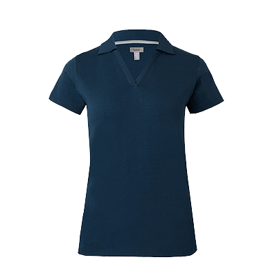 Horze Kia Womens V-Neck Polo Shirt - Reflecting Pond Blue