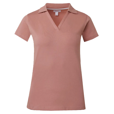 Horze Kia Womens V-Neck Polo Shirt - Rose Tan Pink