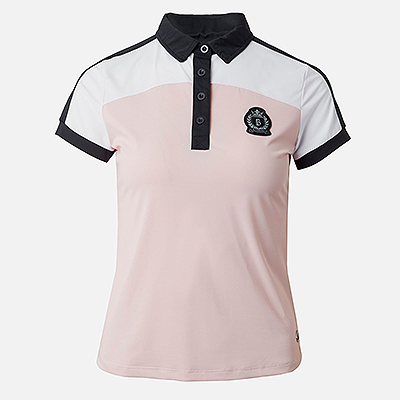 B Vertigo Alessa Womens Performance Polo Shirt - Silver Pink/ Dark White