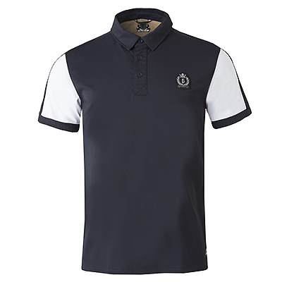 B Vertigo Alec Mens Performance Polo Shirt - Dark Navy/Fossil Brown