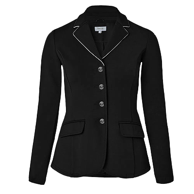 Horze Martina Black Show Coat with White Piping
