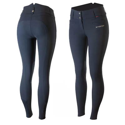 Dark Navy B Vertigo Women's Tiffany Silicone Knee Patch Breeches