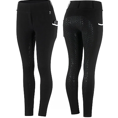 Horze Lucinda Women's High Waist Tights Silicone Full Seat – Black