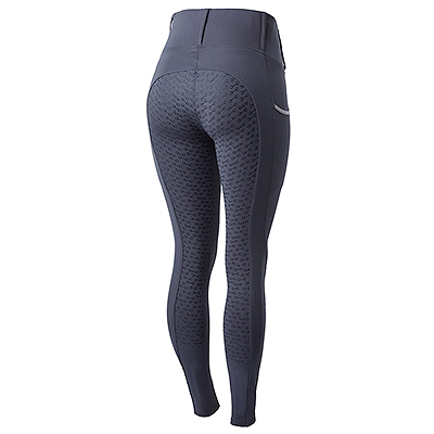 Horze Lucinda Women's High Waist Tights Silicone Full Seat – Blackened Pearl