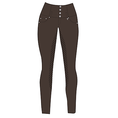 Horze Tara Women's High Waist Silicone Full Seat Breeches - Chocolate Brown