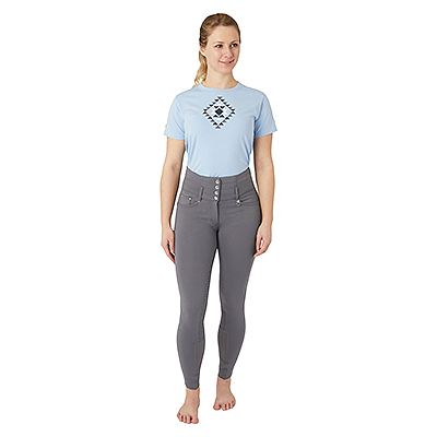 Horze Tara Women's High Waist Silicone Full Seat Breeches - Smoked P{earl Grey