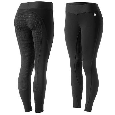 Horze Active Women's Silicone Full Seat Tights-Black