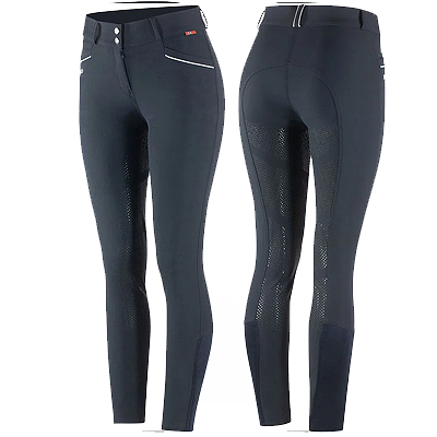 B Vertigo Patricia Women's Silicone Full Seat Breeches - Navy Dark Blue/White