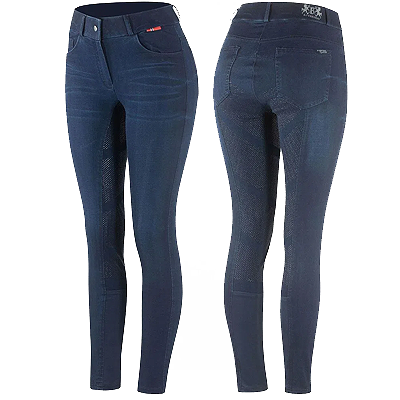 B Vertigo Elle Women's Denim Breeches Silicon Full Seat - Dark Blue
