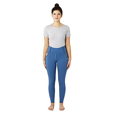 Horze Lucinda Women's High Waist Tights Silicone Full Seat - Cornet Blue