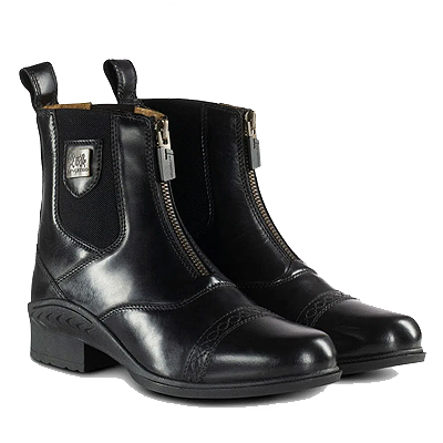 B Vertigo Women's Saturn Front-Zip Leather Paddock Boots - Black