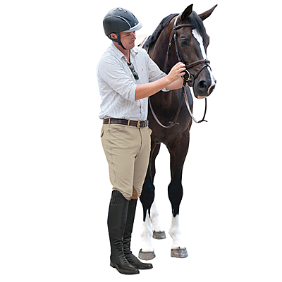 Ovation® EuroWeave™ Front Zip 4-Pocket Knee Patch Breeches - Men's