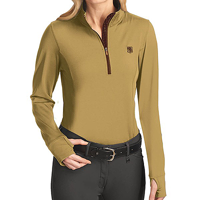 Romfh Aachen Ladies Long Sleeve Mock Zip Shirt - Camel Cinnamon