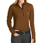 Romfh Aachen Ladies Long Sleeve Mock Zip Shirt - Cinnamon/Burgundy