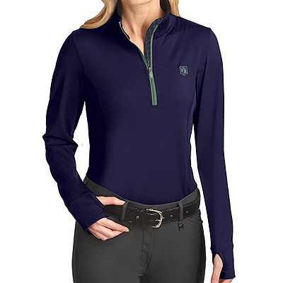 Romfh Aachen Ladies Long Sleeve Mock Zip Shirt - Dark Navy/Brook [DBBRK]
