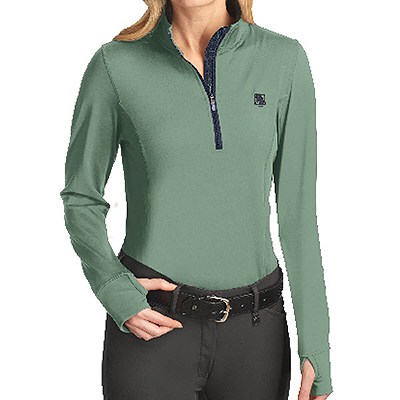 Romfh Aachen Ladies Long Sleeve Mock Zip Shirt - Brrok/Lichen [BRKLI]