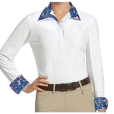 Romfh® Lindsay Show Shirt- Long Sleeve - White Blue Garden