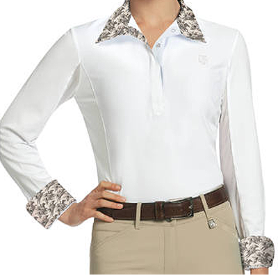 Romfh® Lindsay Show Shirt- Long Sleeve - White/Hounds Tooth Jockies