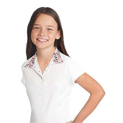 Ovation Ellie Child's Tech Show Shirt- Short Sleeve - White/OMG Ponies
