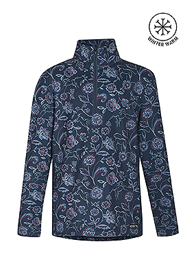 Kerrits Kids Up Tempo Fleece Tech Top – Print - Admiral Winter Bloom