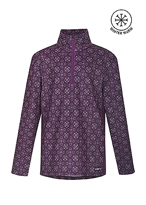 Kerrits Kids Up Tempo Fleece Tech Top – Print -Raisin Bit of Frost
