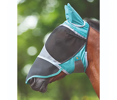 Shires Deluxe Fly Mask with Ears & Nose - Green