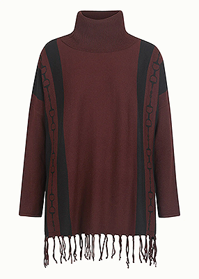 EQL Turtleneck Poncho Sweater - Mahogany/Black