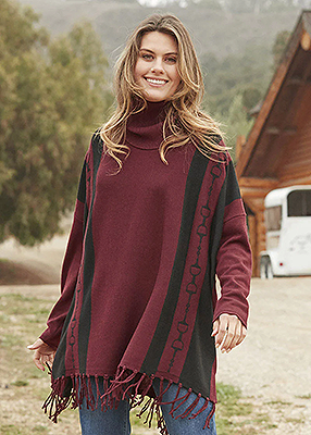 EQL Turtleneck Poncho Sweater - Mahogany/Black
