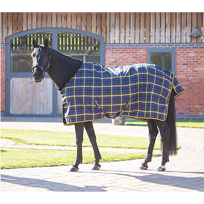 Shires Tempest Plus Lite Stable Rug-Navy Check
