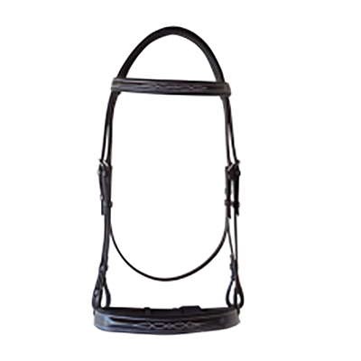 Padded Wide Nose Leather Bridle with Raised Reins -Brown