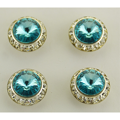 HTP402 PRECIOSA CRYSTAL STONE FRAMES MAGNETIC TACK PINS WITH LIGHT TURQUOISE SWAROVKSI CENTER STONE