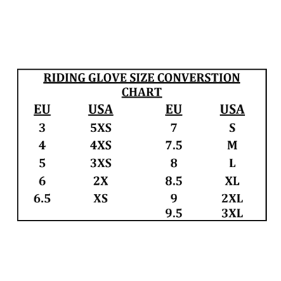 USG RSL Glove Size Chart